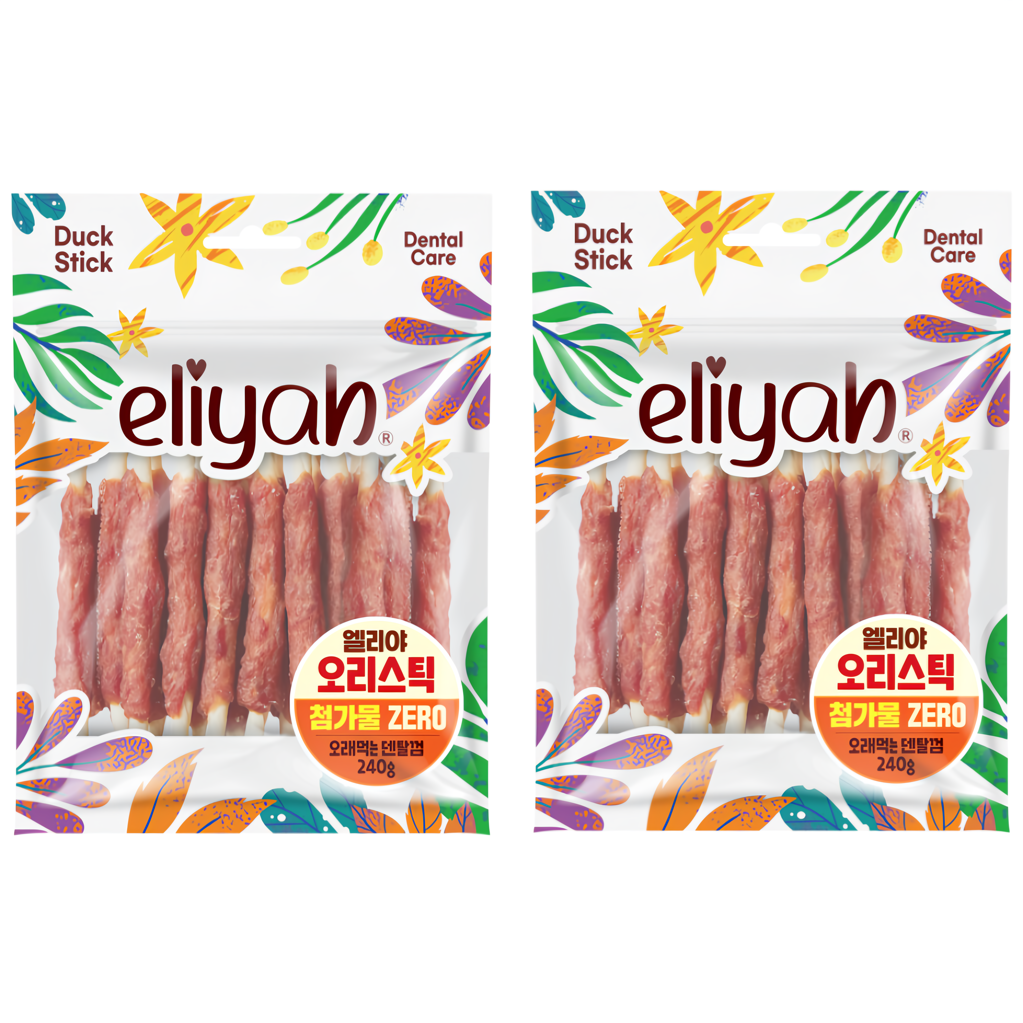 엘리야 오리 스틱 240g 속이 편한 소프트 강아지 간식 껌 개껌 덴탈껌, 2개, 오리안심살 13,800원