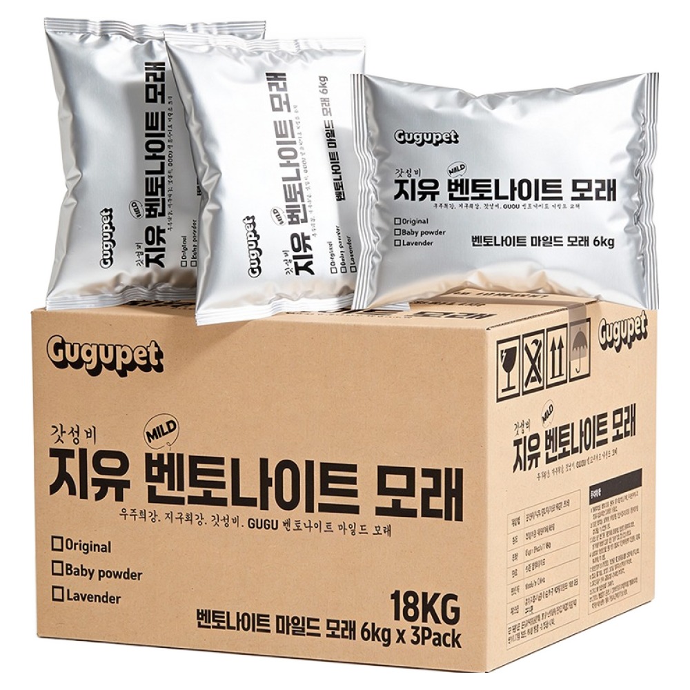 구구펫 고양이 마일드 벤토나이트 모래, 6kg, 3개, 무향, 현재가 14,700원