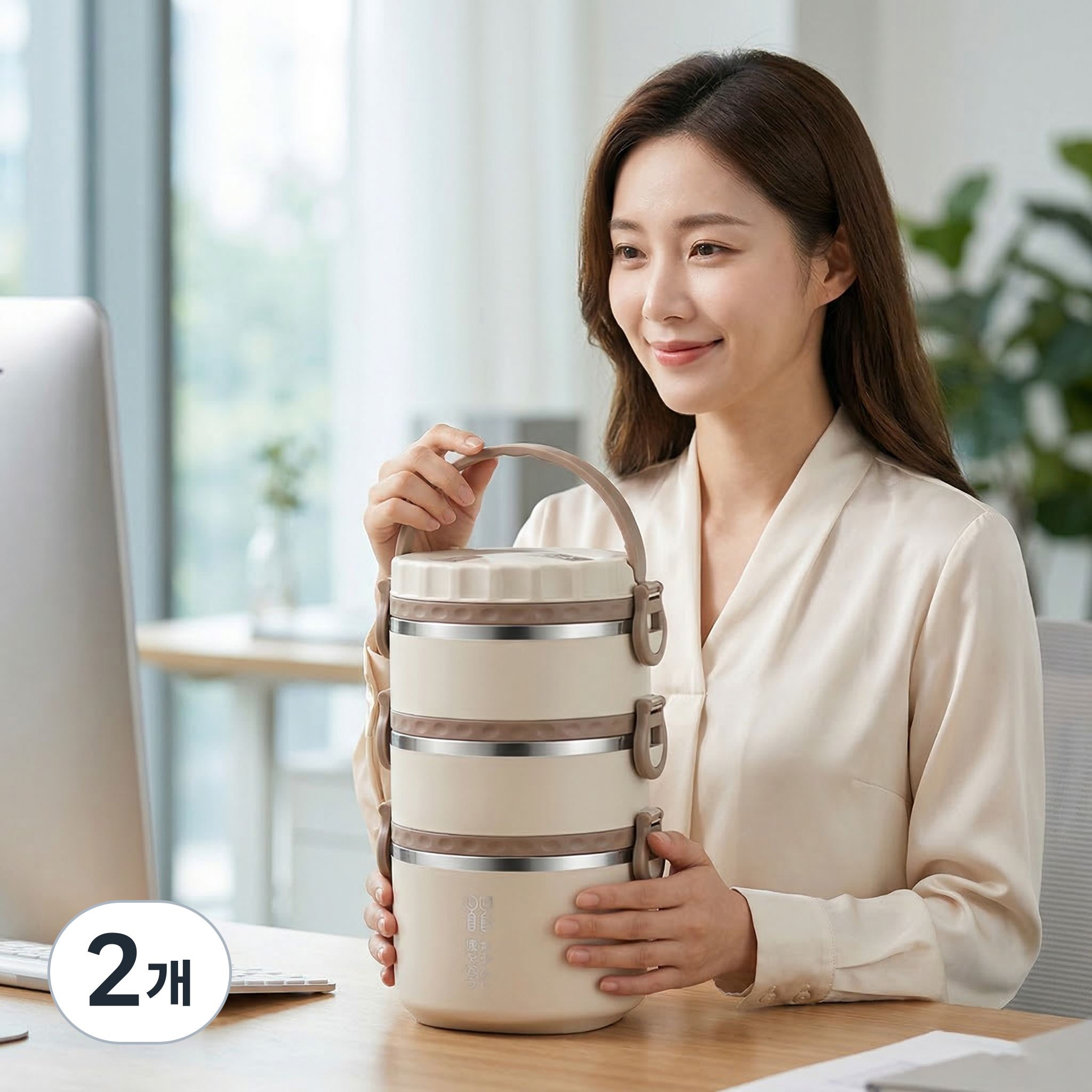 MEMEU 304 스테인리스 3단 보온 도시락 YDS-116, 2개, 화이트 45,630원