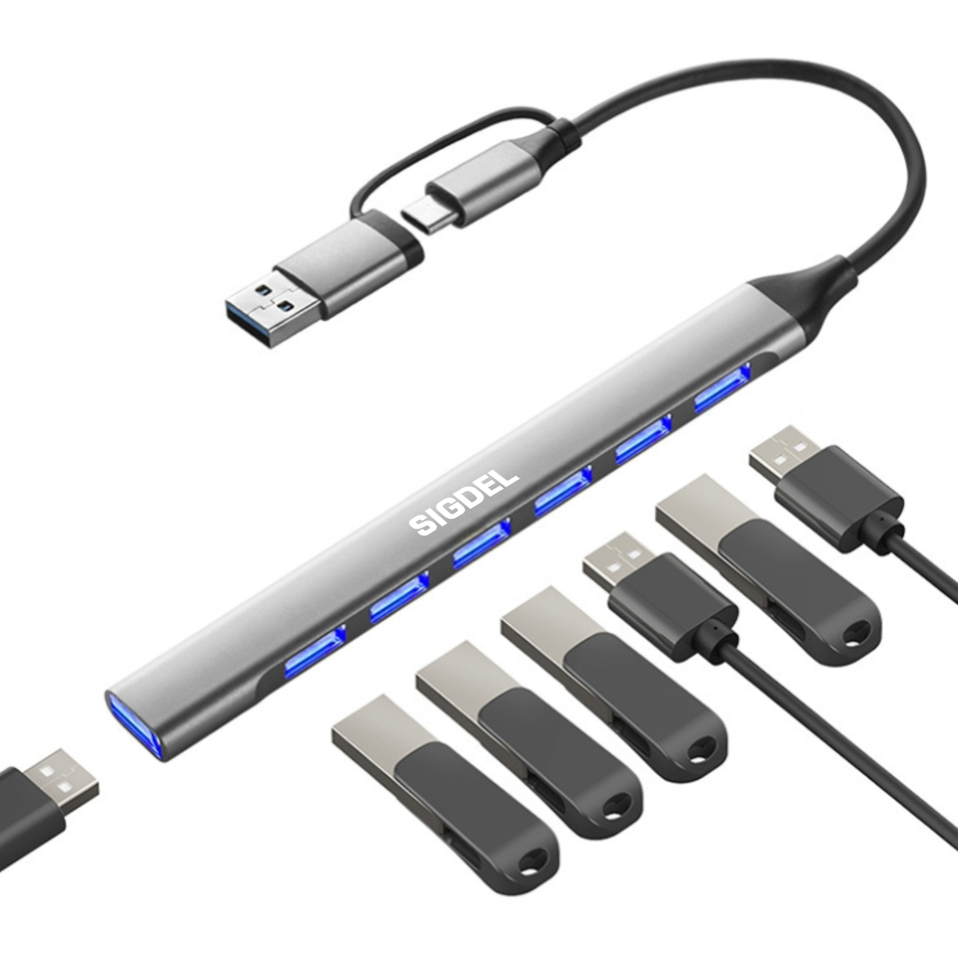 시그델 슬림형 7in1 USB 3.0 C타입 겸용 멀티 허브 7포트 USB*7 젠더 C to USB 노트북 컴퓨터 확장 포트 UH-05 23,800원