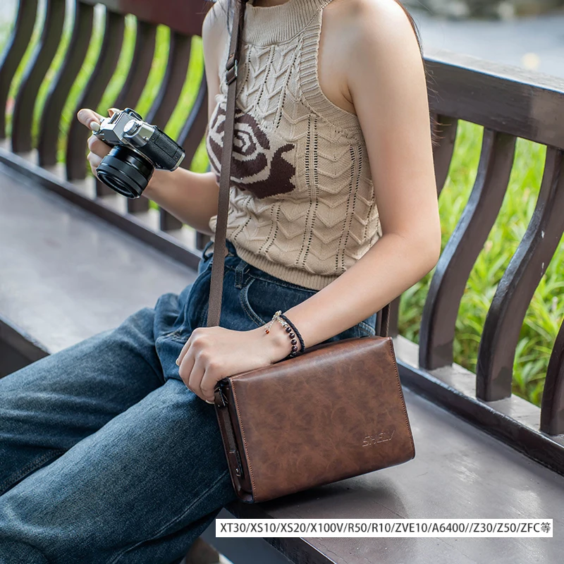 SHELV 가죽 카메라 가방 후지필름 호환용 Xt5 Xs20 S10 소니 호환 Zve10 a7c2 캐논 호환 R50 R10 니콘 호환 66,900원