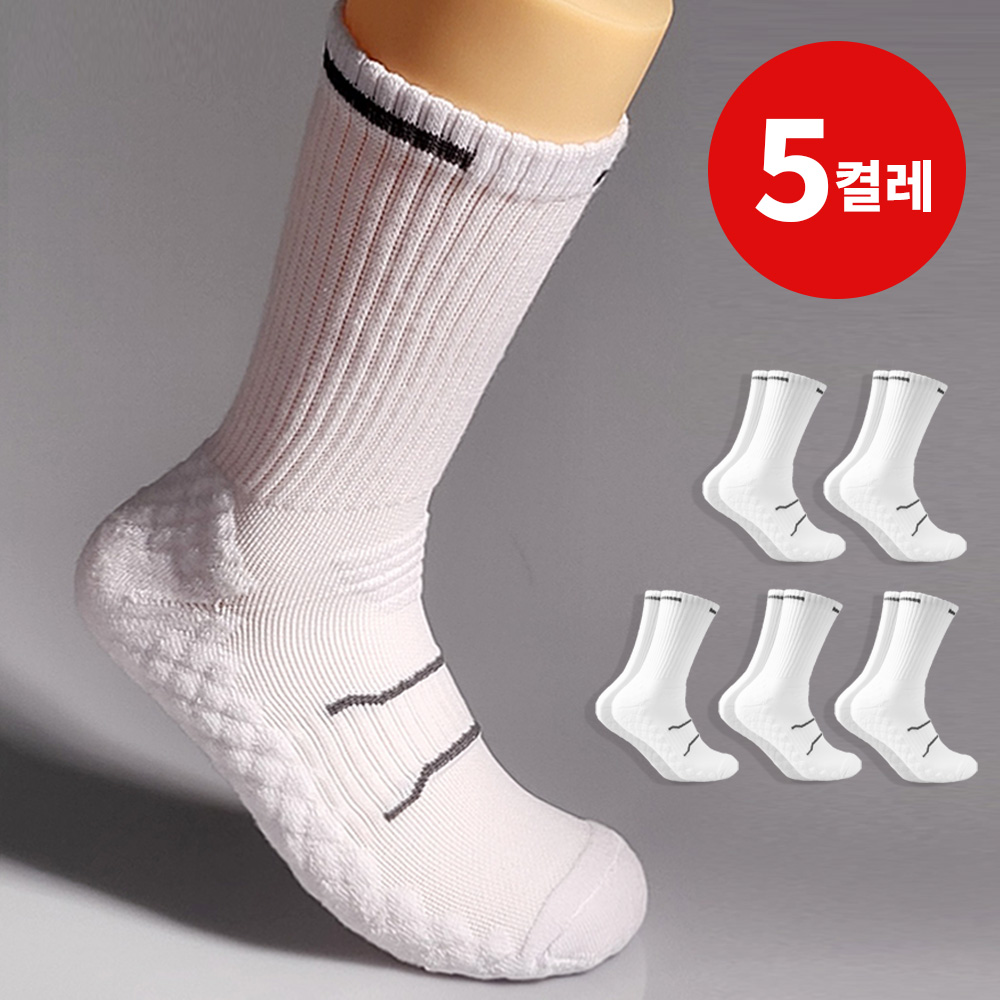 폴링 두꺼운 쿠션 스포츠 양말 장목 화이트,블랙 5켤레 13,500원