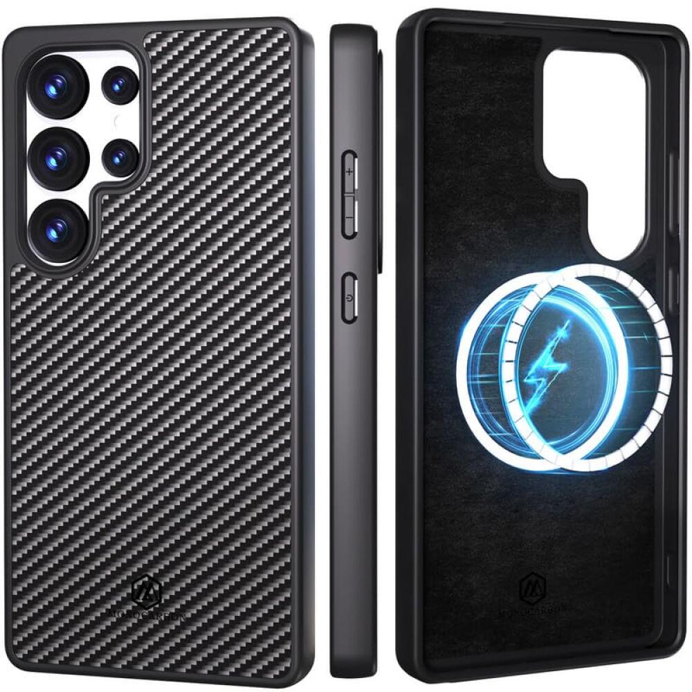 MONOCARBON 삼성 갤럭시 S25 울트라(6.9인치)용 리얼 3K 탄소 섬유 케이스, Magsafe 호환, 군용 등급 낙하 보호 하드 커버, 카메라 프레임 및 화면 보호 109,600원