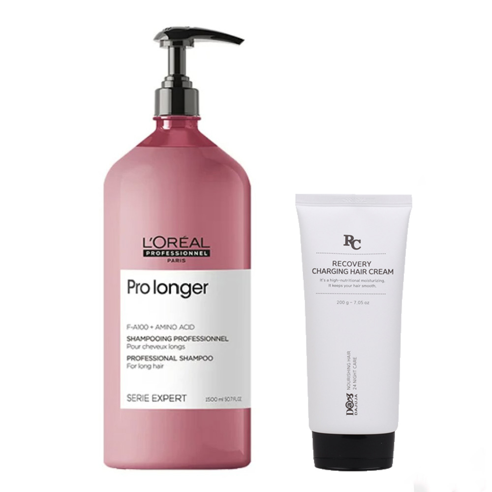 로레알 프로롱거 샴푸 1500ml 모발  F-A100 아미노산 함유 손상모 전용 펌프+ 리커버리 에센스 헤어클리닉 45,000원