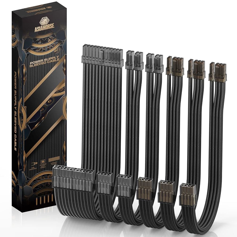 아시아호스 커스터마이제이션 모드 슬리브 연장 전원 공급 케이블 키트 16AWG ATX /EPS / 8핀 PCI-E 6핀 (혼합 색상 블루-화이트) 83,000원