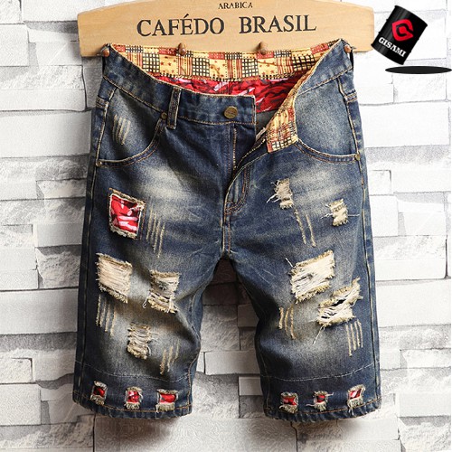 기사미 빈티지 스크래치 찢어진청반바지 고급데님소재 남성반바지 여행패션룩 CK00083 39,200원