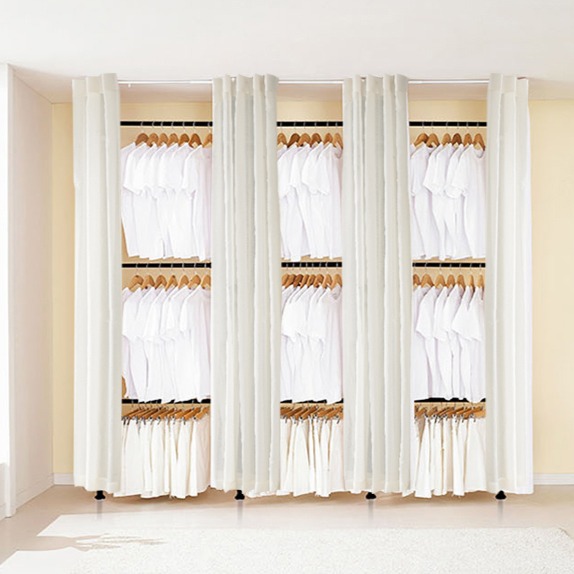 이지온 우먼스 커튼 고정식 드레스룸 시스템 옷걸이 설치형 행거 EWB-S419 212,070원