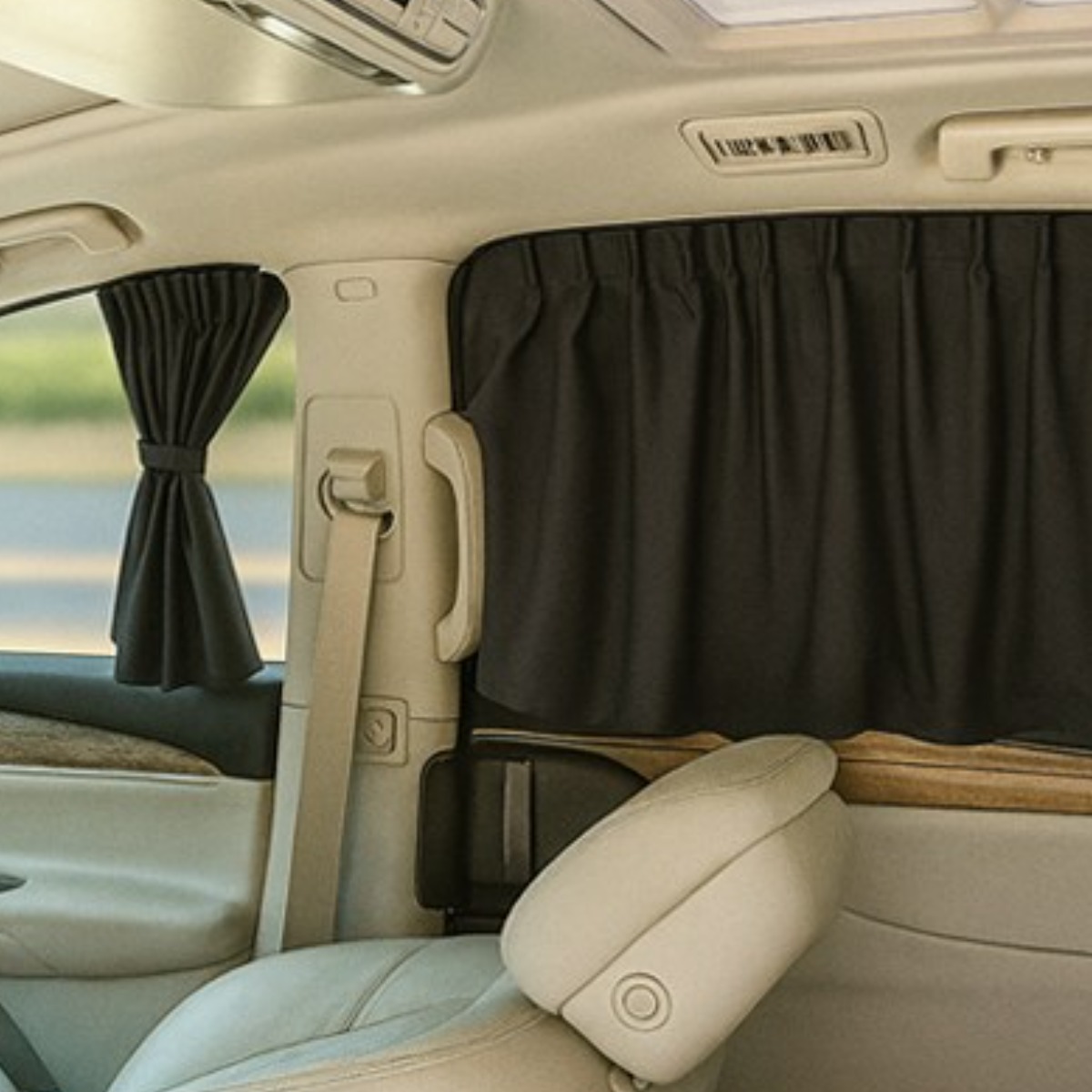 벤비아 차량용 리무진 커튼 풀세트 4p 자동차 레일커튼 햇빛차단 암막 사생활보호 차박 캠핑 햇빛가리개 썬쉐이드 00822, 4개, 블랙 56,800원