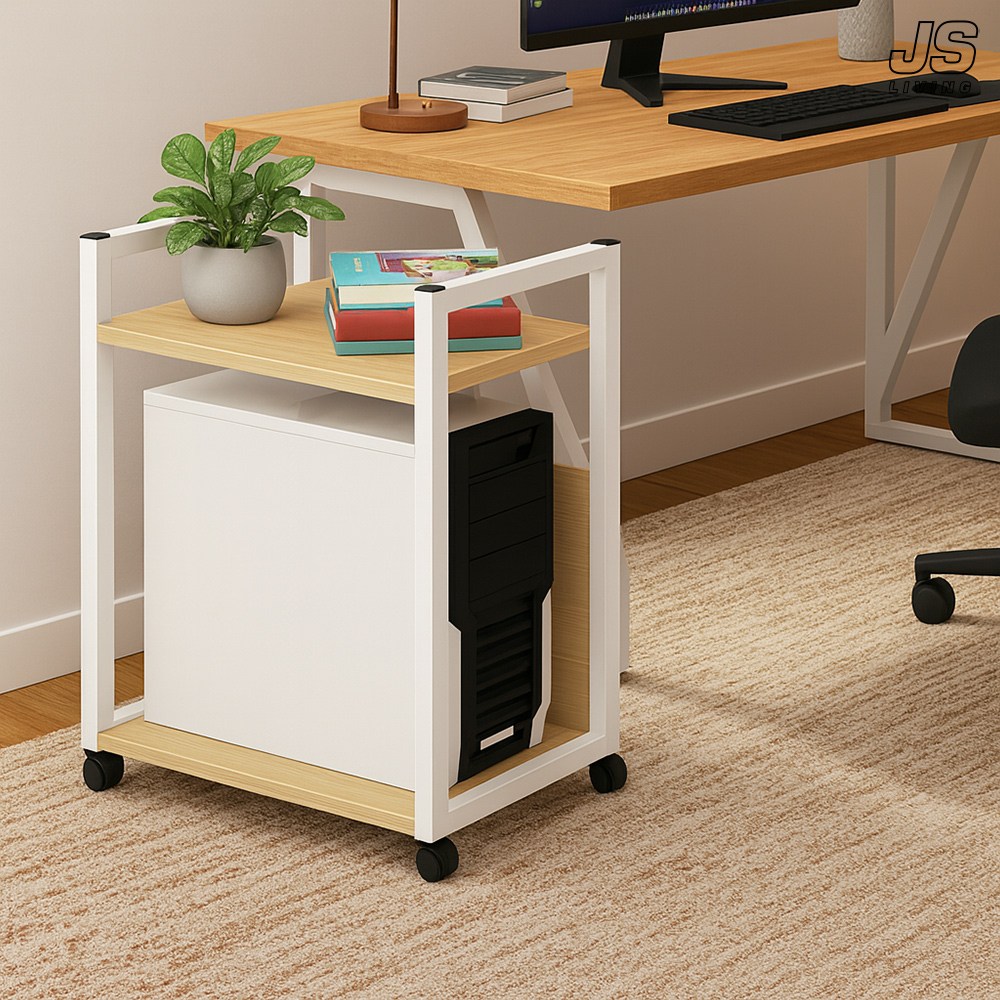 JS리빙 사무실 컴퓨터 본체 받침대 바퀴형 2단 서재 책상 밑 수납 카트 인테리어 다용도 정리대 선반 조립식 낮은 바퀴 트롤리 프린트 거치대 수납장 #AKDJORJUQKRH-63A 32,900원