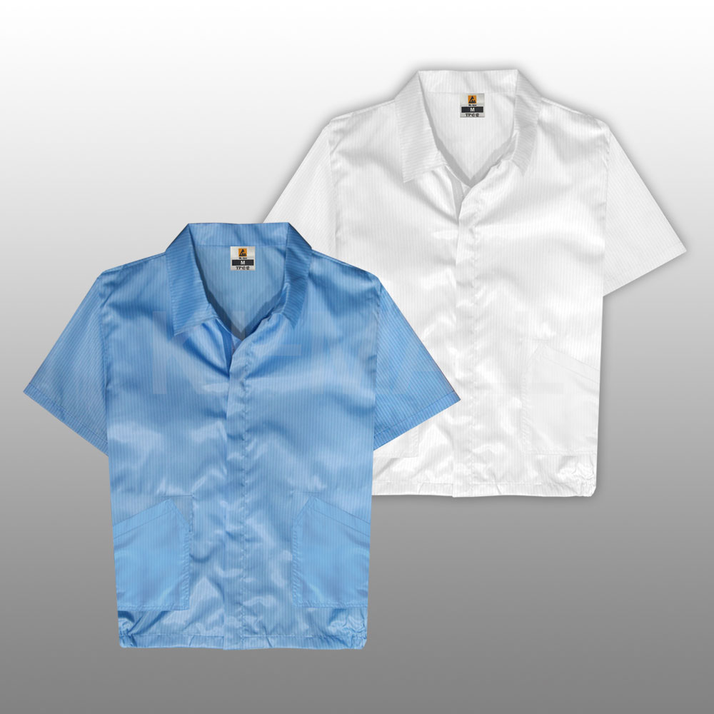 ESD 제전방진복 - 반팔상의 / Y카라/제전복/무진복/크린룸 작업복, 현재가 10,890원