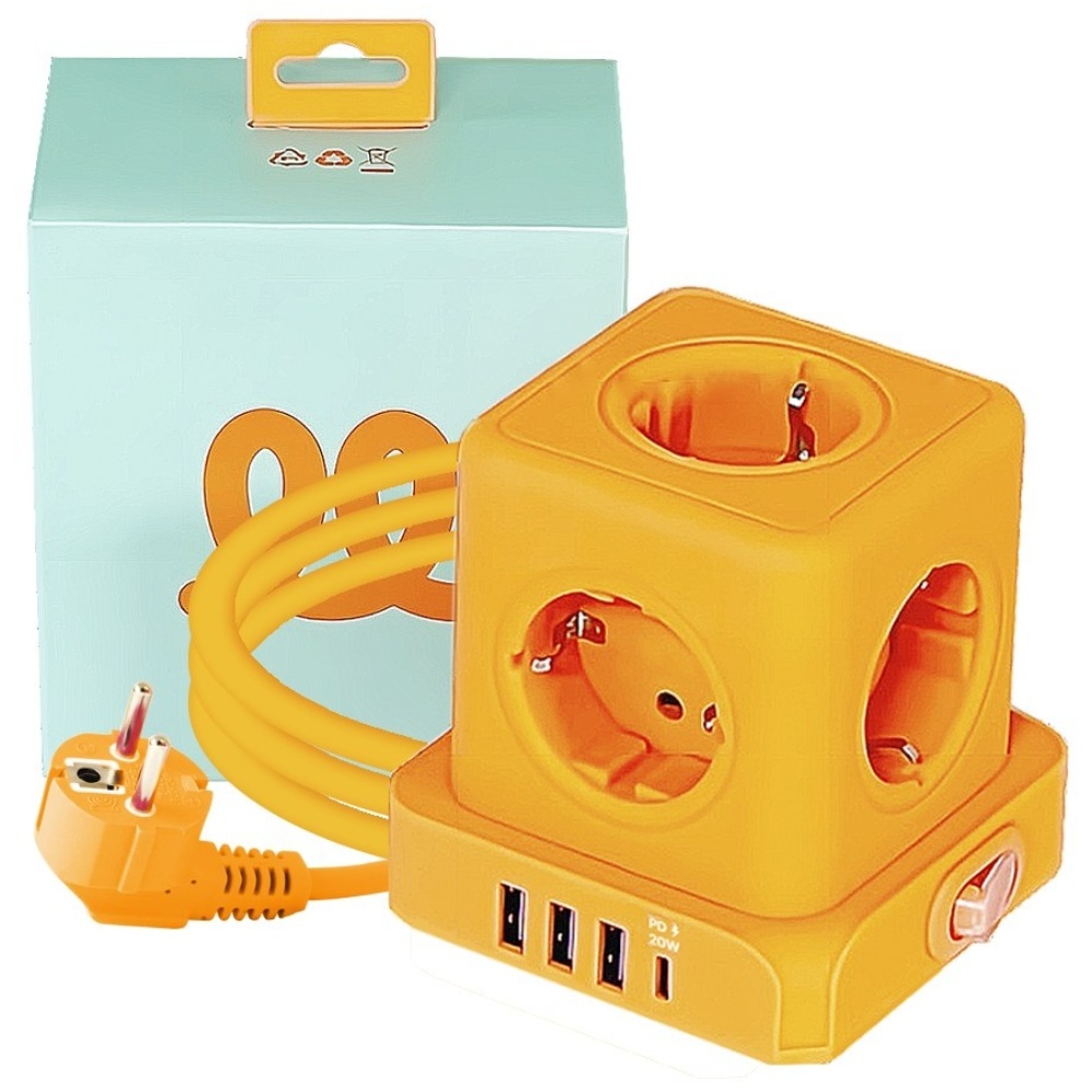 데코아르 멜로우 비비드 5구 멀티탭 4000W (USB-A x 3 , USB-C), 1개, 멀티탭 오렌지, 1.8m 49,800원