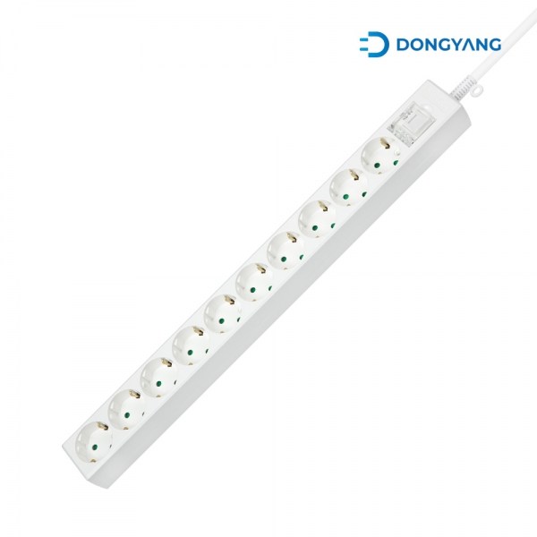동양전자 접지 10구 16A 스위치 안전카바 부착형 멀티탭 전선형, 2.5m, 동양 10구 PVC 메인스위치 화이트, 1개 27,400원