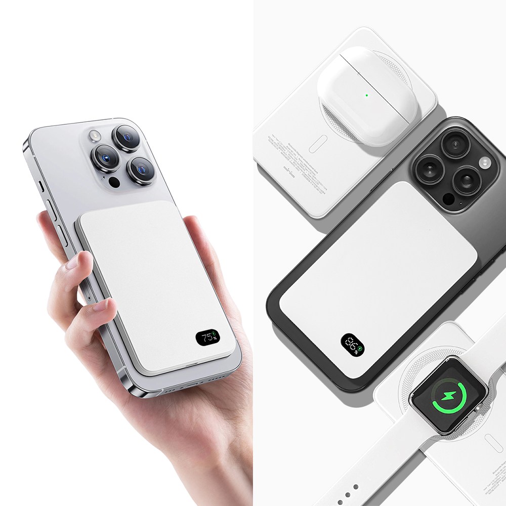 모두스마일 3in1 고속충전 맥세이프 보조배터리, 화이트 무광 5000mAh 40,800원