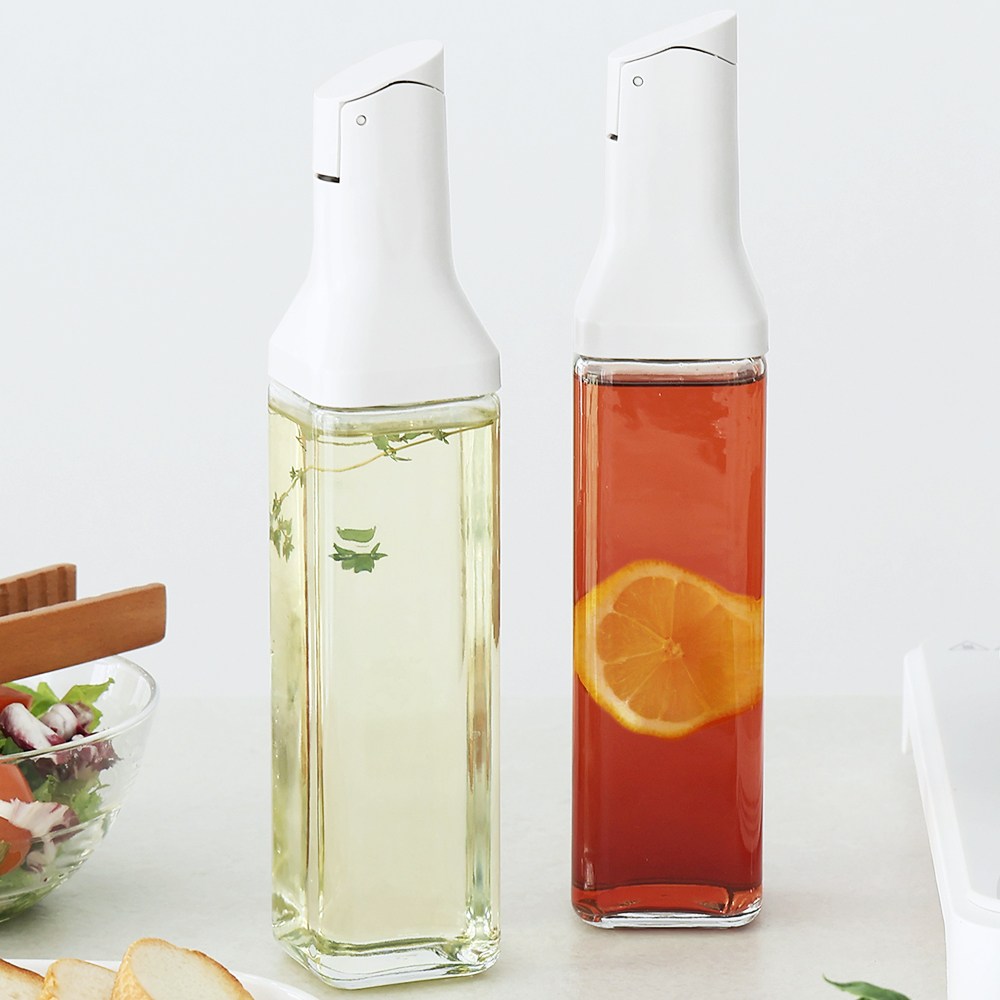 1+1 네오플램 식약처인증 자동개폐 유리 오일병 500ml 2p세트 화이트, 1세트, 500ml 12,800원