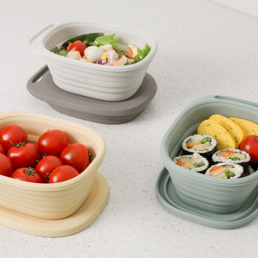 실리샵 국산 플래티넘 실리콘 손잡이 접이식 용기 600ml, 1개, 손잡이 접이식용기 모카그레이 15,900원