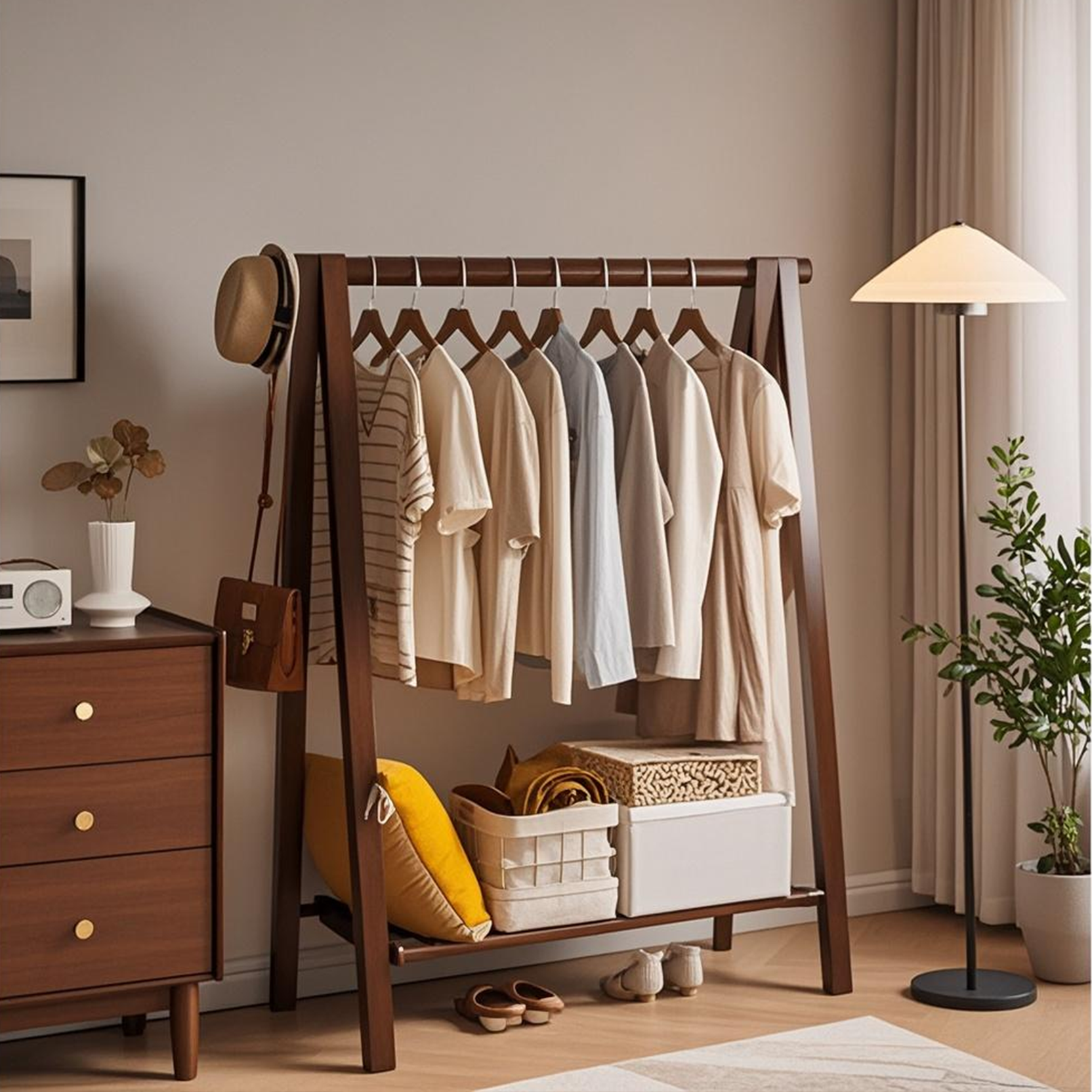 에코소라노 원목 이동식행거 튼튼한 옷걸이 행거 스탠드 옷걸이, 월넛RF-YMJ2006 99,900원