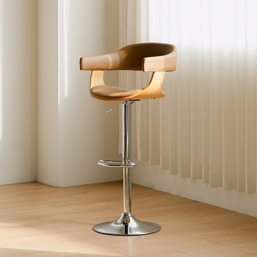 체리브 원트 가죽 유압 모던 높낮이조절 아일랜드 인테리어 홈바 높은의자, 1개, 내츄럴 108,000원