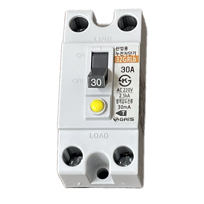 가이스산전 누전차단기 산업용 2P30A (2.5ka) 공장 분전함용 배선용품 사무실 누전방지 차단스위치 감전방지 전원장치 국산 과부하겸용 전기누전공사 주택용 7,700원
