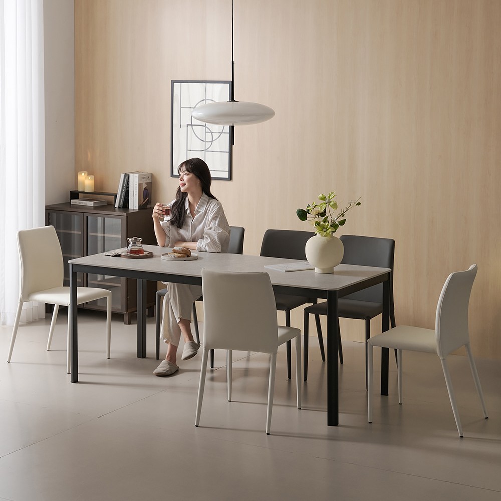 (한샘몰pick) 보니애 나폴리 포세린 세라믹 식탁세트 6인용 1800 (벤치형/체어형 선택) 401,820원