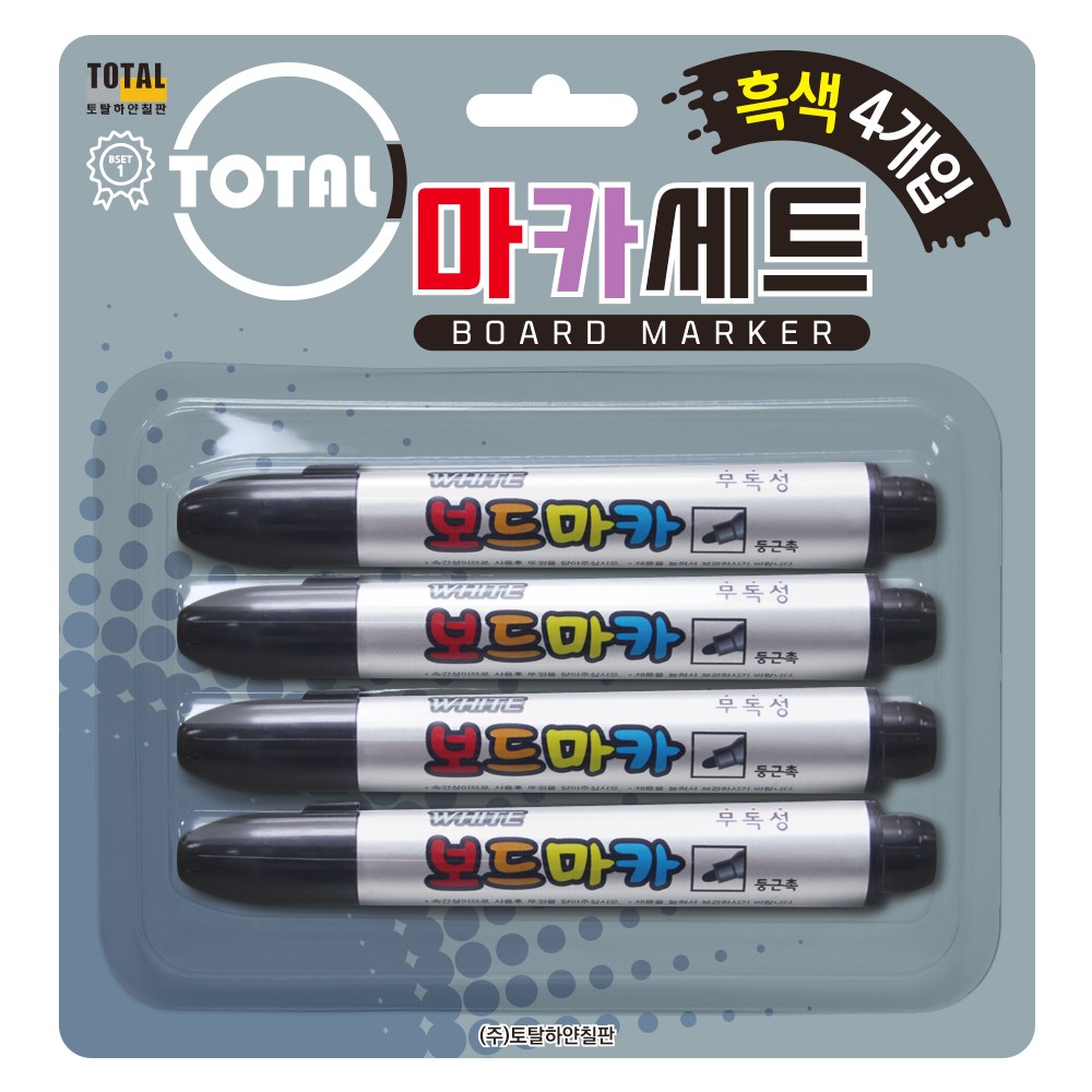 토탈하얀칠판 보드마카 검정4입, 보드마카 검정4입, 1 1,800원