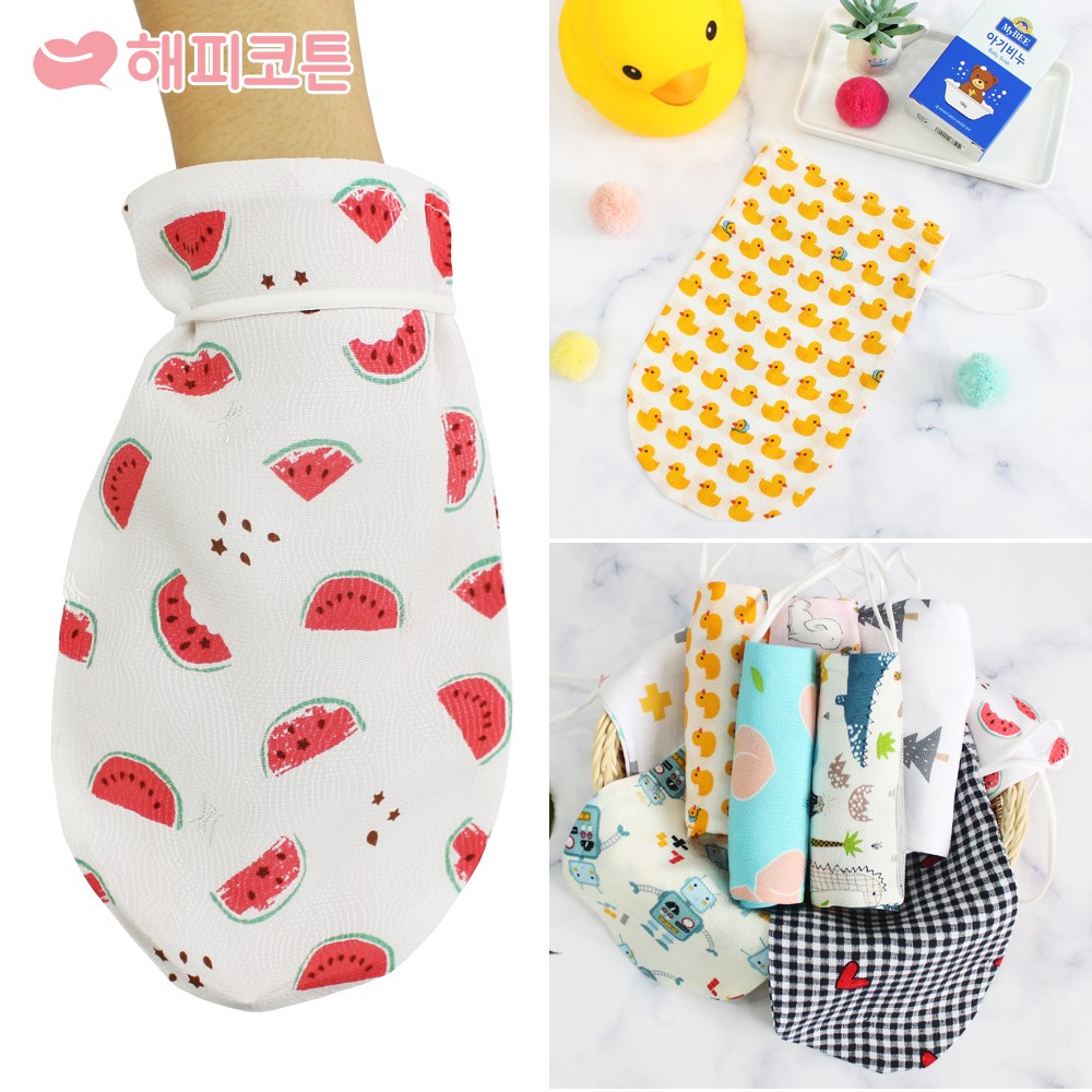 해피코튼 국산 인견 때수건 아기 때밀이 목욕 때타올 5장,10장 랜덤 중택 7,900원