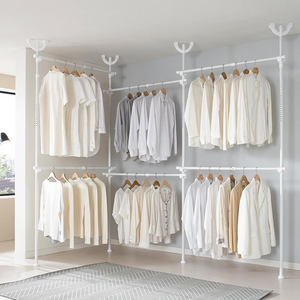 이지온 무타공 시스템 드레스룸 옷걸이 철제 6단 행거 EO-406C, 화이트 132,700원