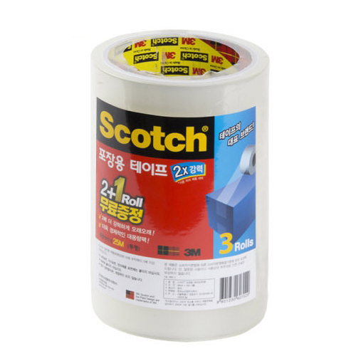 3M 스카치 박스테이프 48mm x 50m /투명 강력 접착 포장용 테이프 습기저항 무취 아크릴 점착제 택배 포장 밀봉 박스 테이프 Scotch packaging Tape 2,620원