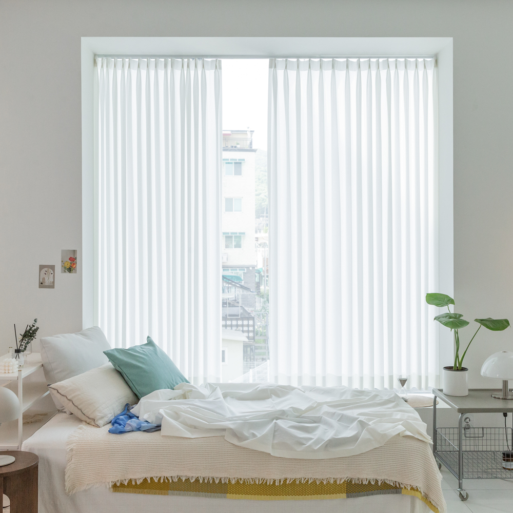 nuguna 프라이빗 도톰 쉬폰 형상기억 나비주름 커튼 2p 207,000원