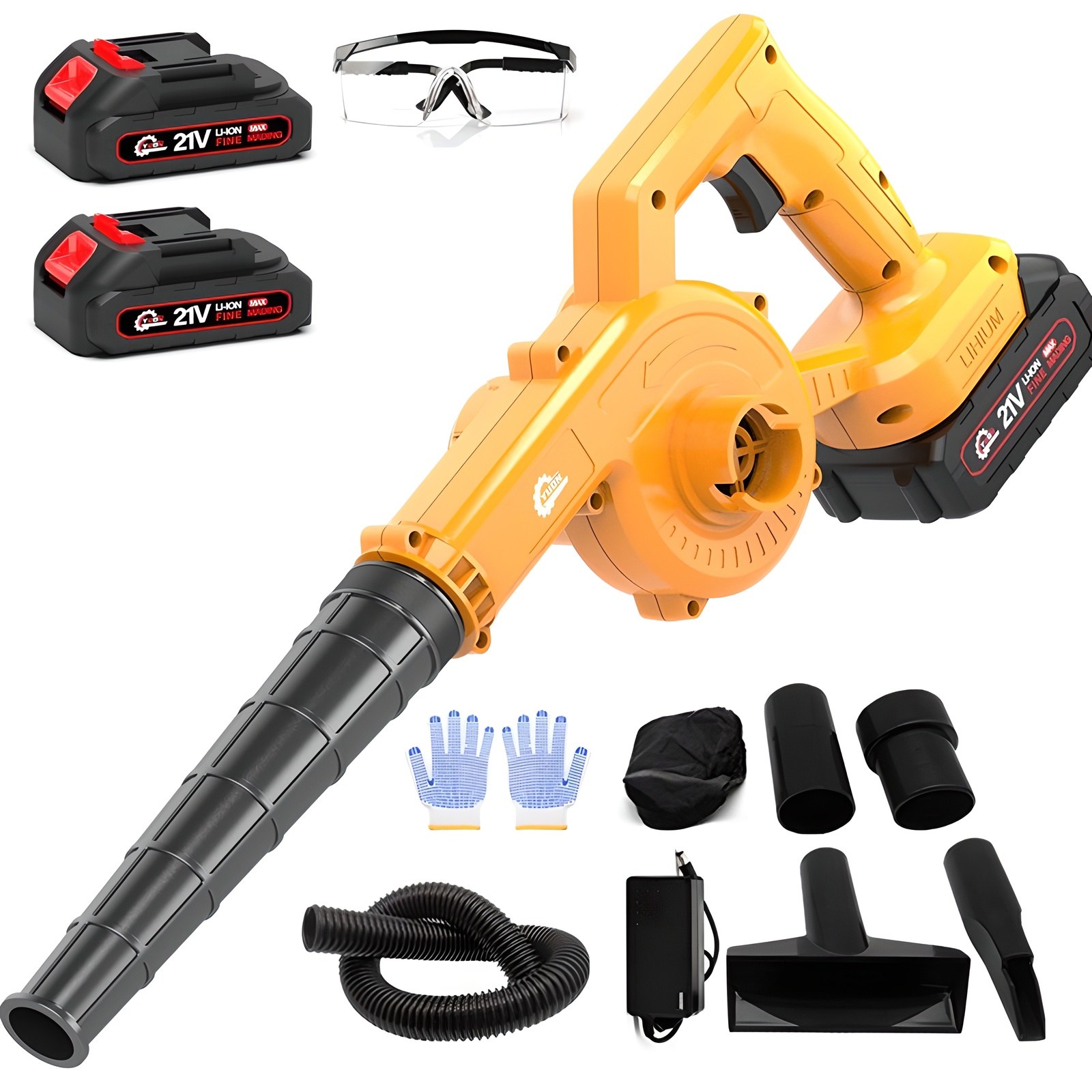 YUON 독일기술 무선 송풍기 충전 블로워 낙엽 제설 소형 세차 21V 무선 송풍기 흡입 리프 송풍기 PC 더스트 클리너 집진기, 1개 89,000원