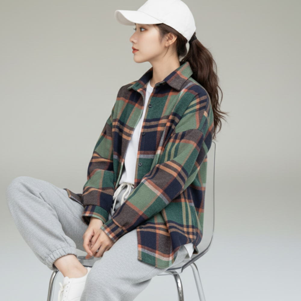 쁘띠엘라 캠퍼스룩 체크 남방 기모 셔츠 긴팔티 루즈핏 아우터 19,570원