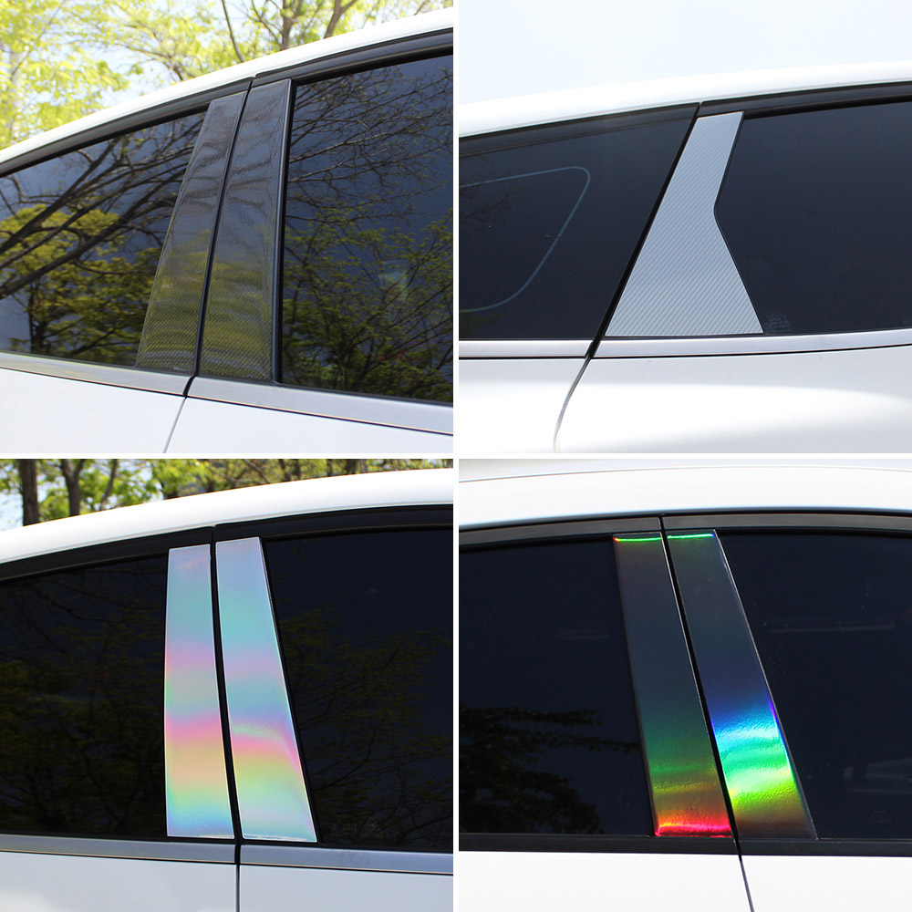 [비브랜드]와이앤유 B필러 드레스업 기스방지 기둥몰딩 익스테리어 랩핑 스티커 보호필름 디올뉴코나 호환, 유광블루카본 16,000원