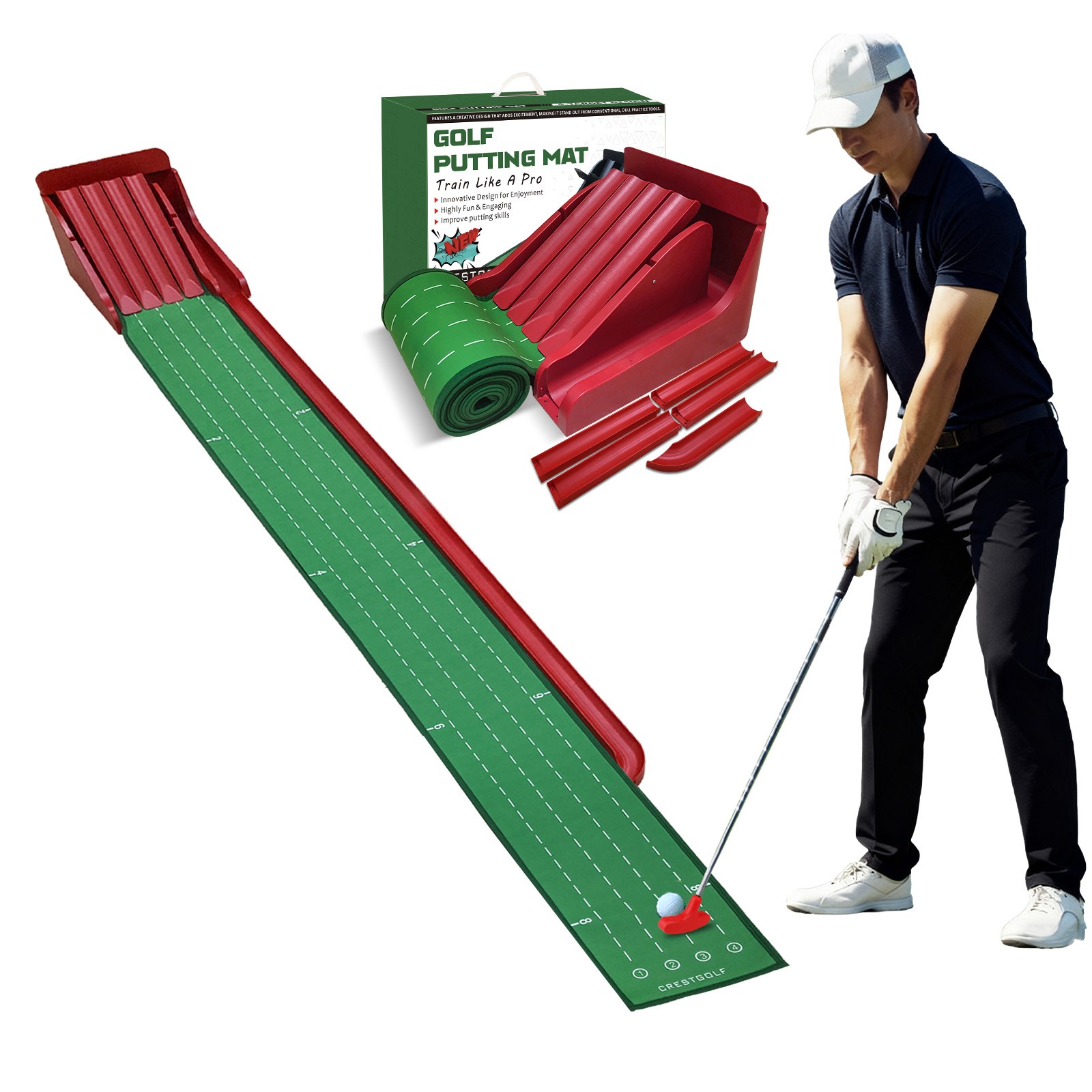 골프퍼팅 연습 매트 4가지 독특한 뒤집기 트랙 골프 퍼터 매트 무소음 자동리턴 실내 퍼팅연습기 79,900원