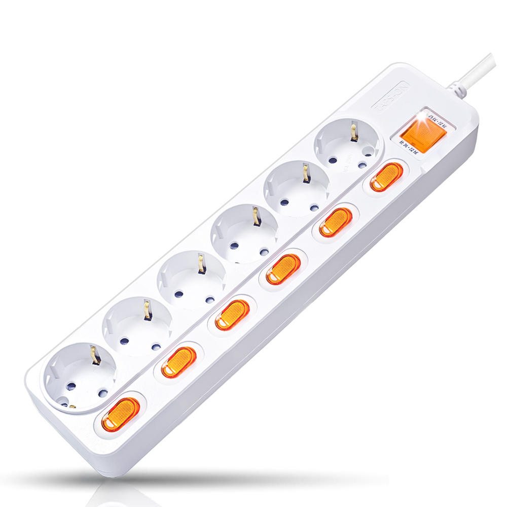 개별스위치 멀티탭 KC인증 접지 과부하차단 2800W 절전 콘센트 6구 멀티탭, 화이트(빨간스위치), 1개, 1.5m 22,000원