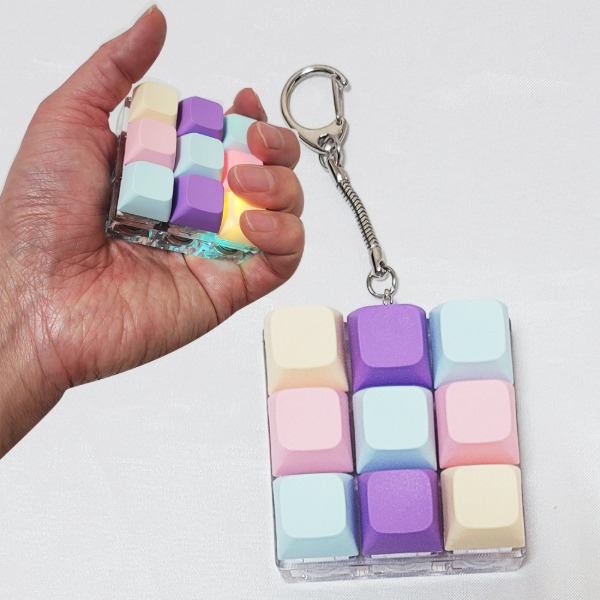 파스텔 led 9구 키캡키링 딸깍이 키보드 클리커 백참 7,000원