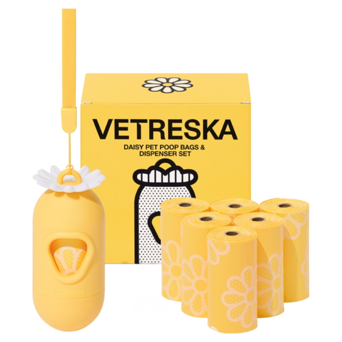 VETRESKA 데이지 강아지 향기나는 배변봉투 풉백 디스펜서 세트(파우더리향), 풉백12롤 (디스펜서 없이), 1개, 1개입 13,000원