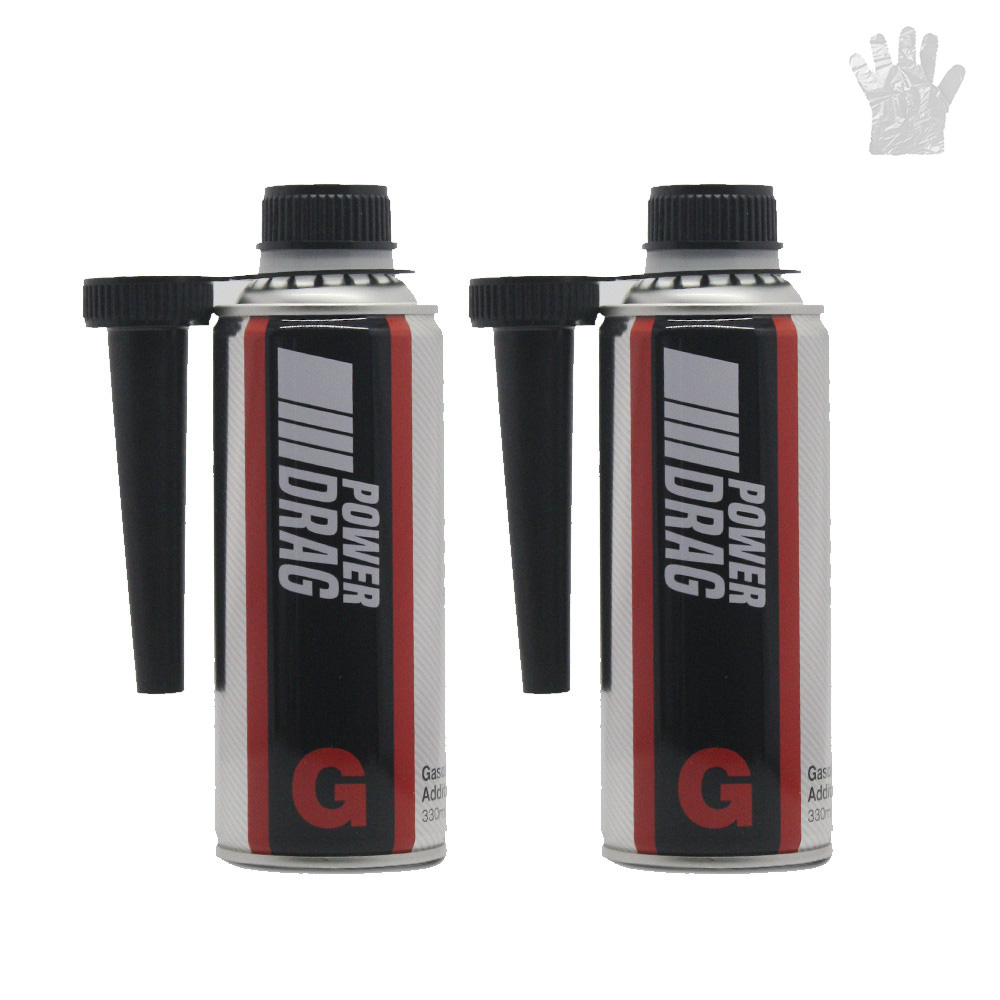 파워드래그 가솔린 330ml x 2개 휘발유 연료첨가제 옥탄부스터 인젝터클리닝 클리너 크리너 엔진세정제 카본 때 제거+비닐장갑 1장 25,000원