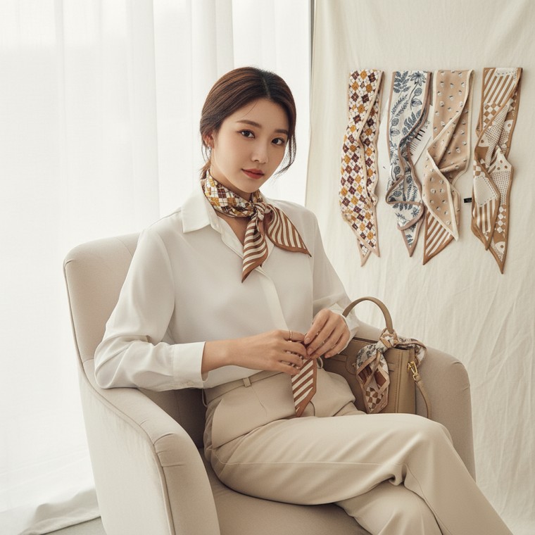 여성용 미니 스카프 목도리 쁘띠 숄 가방 리본 헤어밴드 액세서리 22,600원