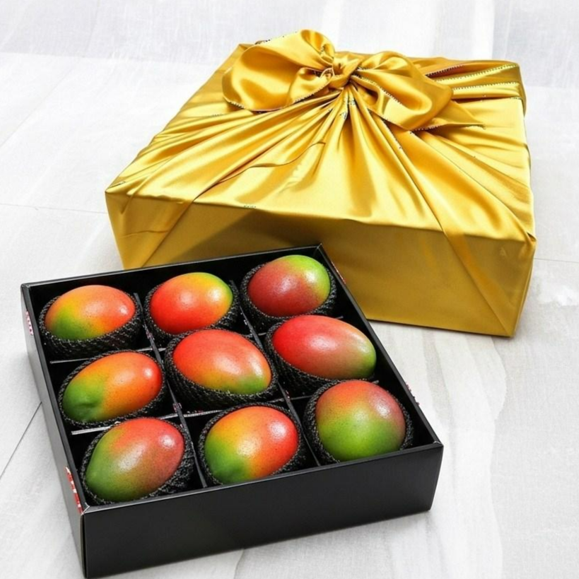 [백화점납품] 고급 포장으로 마음 전하는 9칸 보자기 과일 선물세트, 1박스, 망고의품격세트 / 애플망고 9입 129,930원