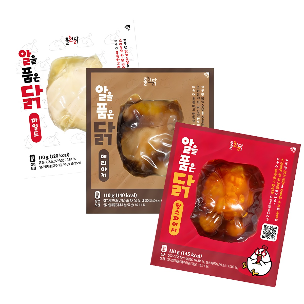 국내산 바로먹는 실온 닭가슴살 알을품은 3종 홀리닭 다이어트 식단 단백질 간편한 실온 보관 헬스 닭가슴살추천, 110g, 24개 36,000원