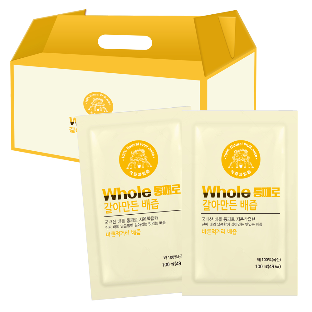 통째로 갈아만든 배즙 일반파우치, 100ml, 50개 28,200원