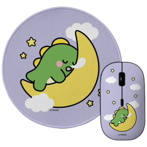 귀여운 공룡 디자인 논슬립 마우스패드 +저소음 무선 마우스 세트, 리틀티노_꿈나라 29,800원