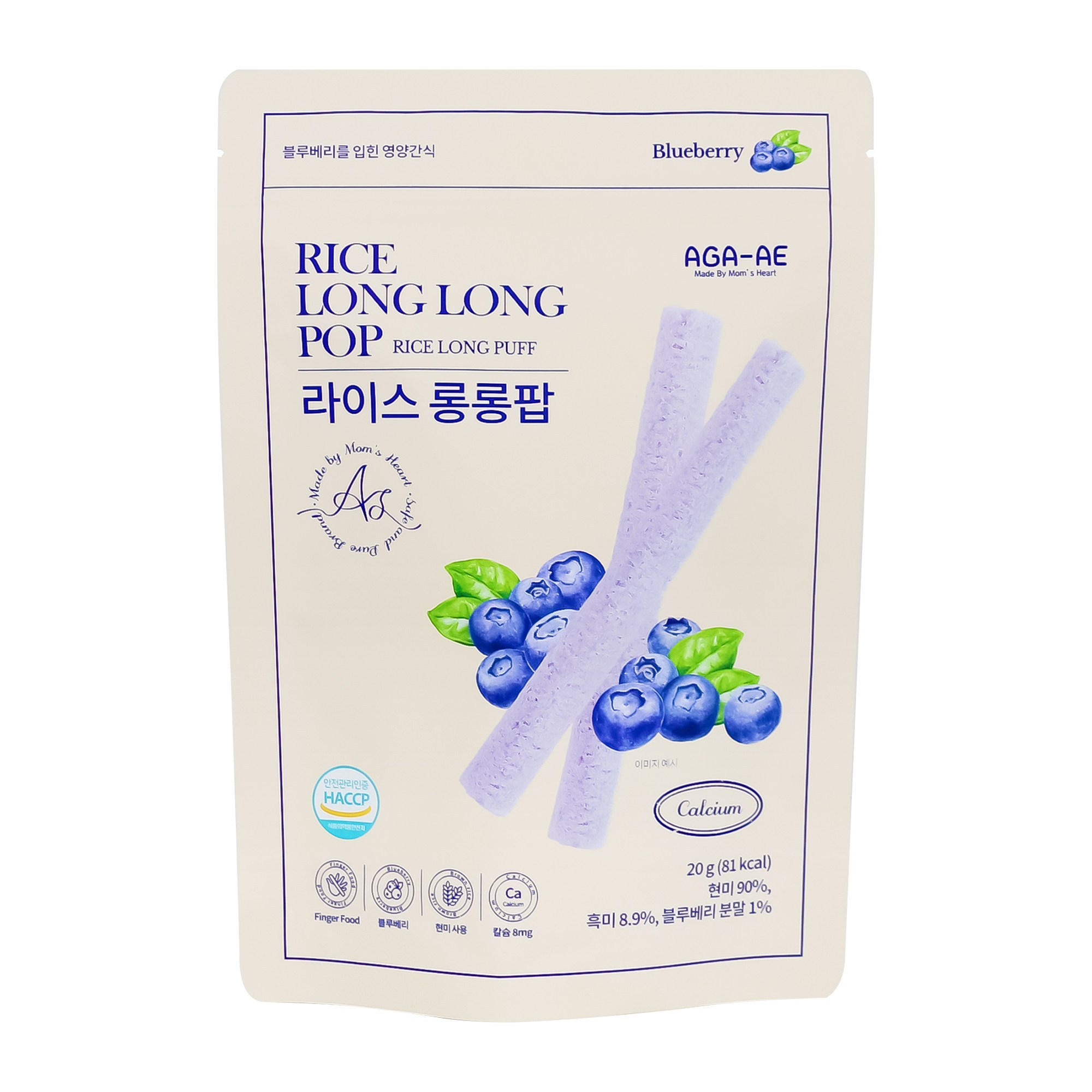 라이스롱롱팝 유기농 쌀과자, 떡뻥,, 1개, 20g, 블루베리 4,440원