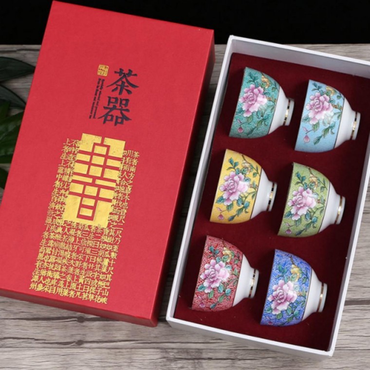 사케잔 레트로 플라워 다기 (작약) 찻잔 6p세트(80ml) 69,380원