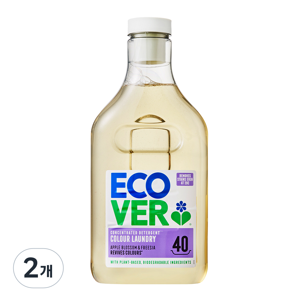 에코버 고농축 딥클린 컬러 세탁세제 사과꽃 & 프리지아, 2개, 1.43L 49,900원