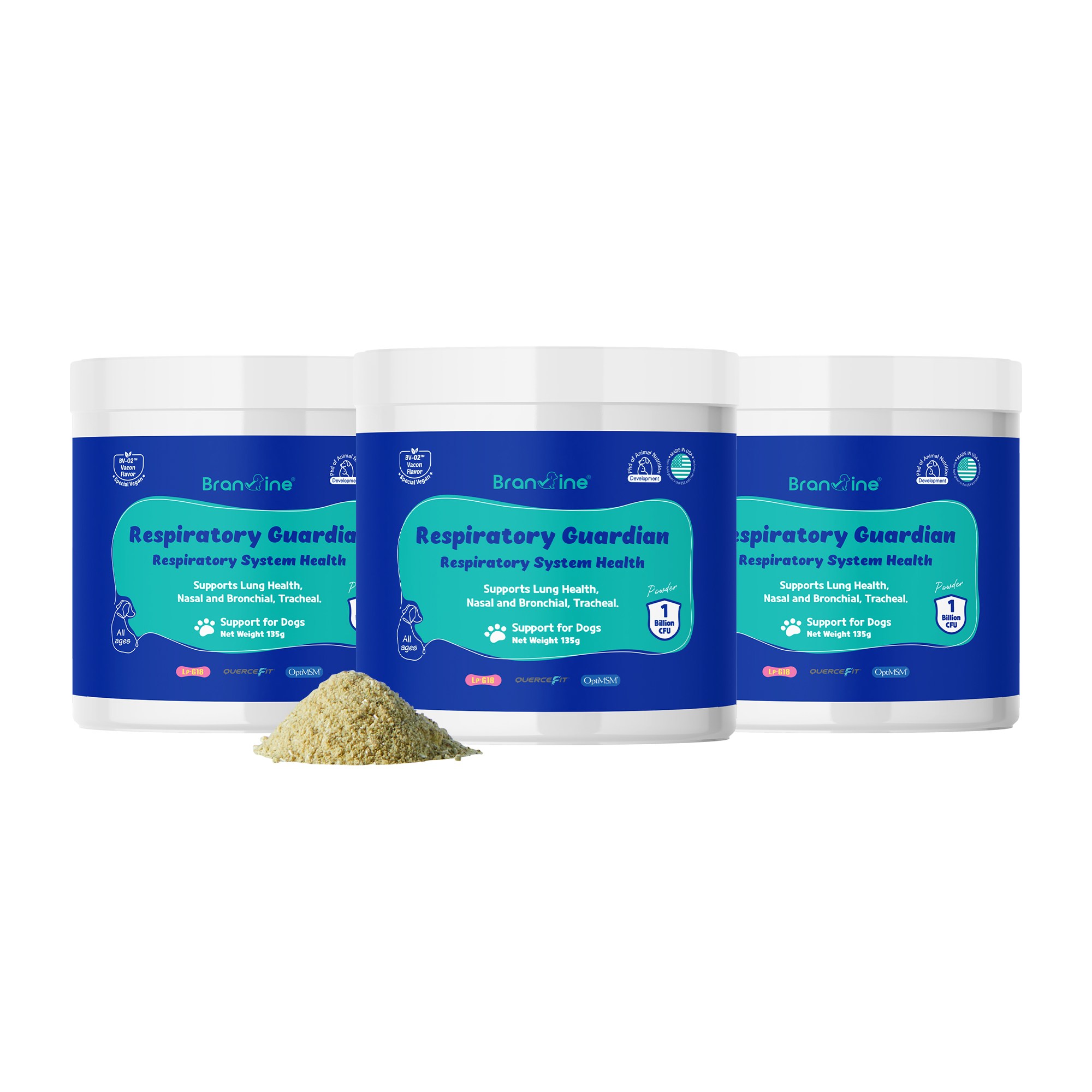 브랜바인 강아지 기관지 영양제 호흡기 비염 축농증 천식 기침 폐질환 켁켁거림, 3개 106,100원