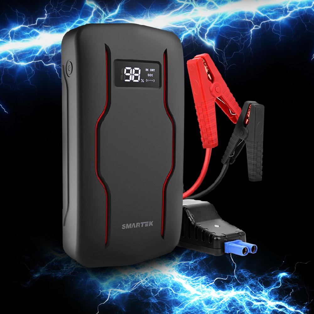 [국내 KC인증] 12V 긴급시동 + 5중 안전 점프케이블 + LED 랜턴 조명 + 12000mAh 보조베터리 + 생활방수 + 한손 사이즈 파우치 추가 증정 139,000원