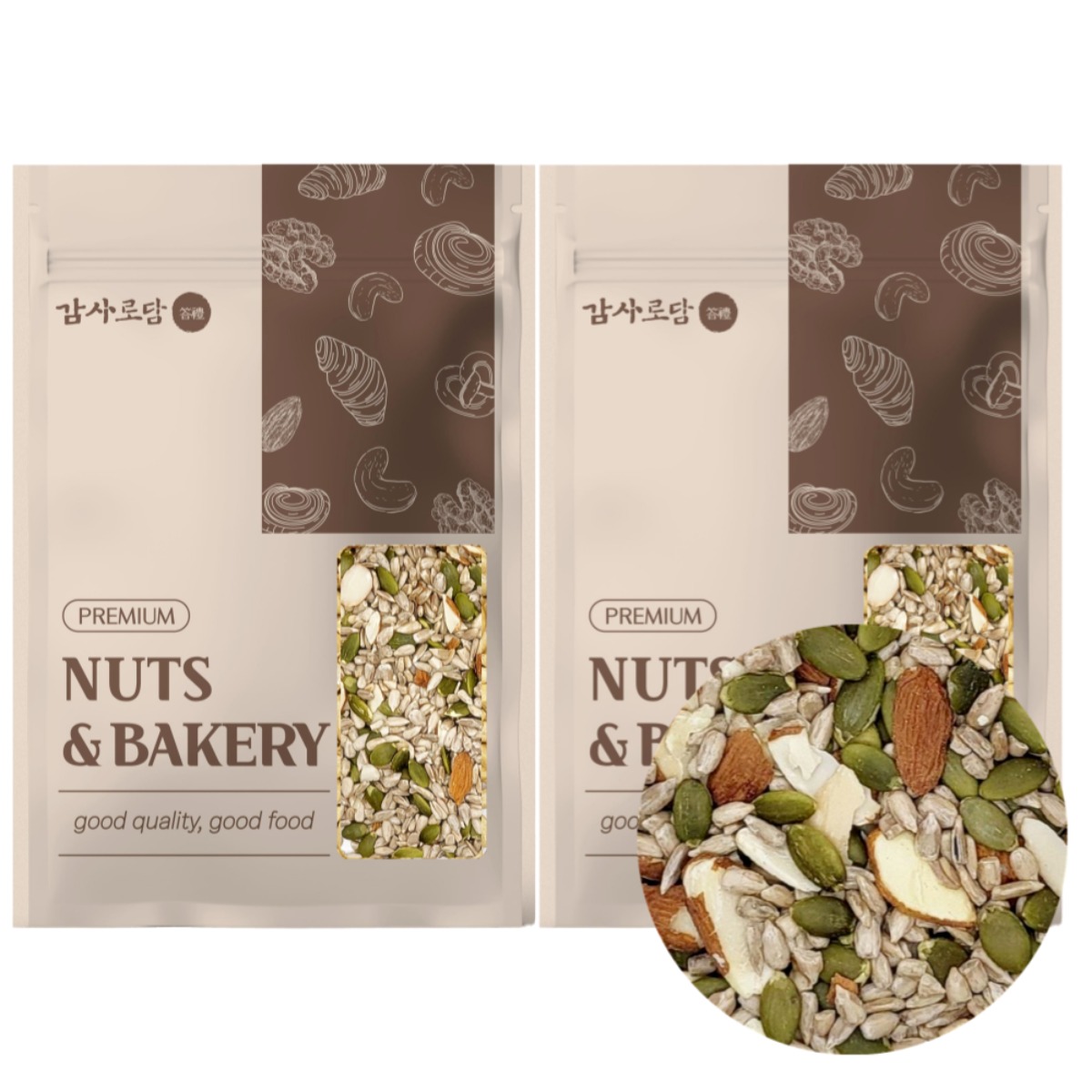 감사로담 씨드믹스 1+1 (호박씨 해바라기씨 아몬드슬라이스) 대용량 견과류 믹스, 2개, 800g 21,900원