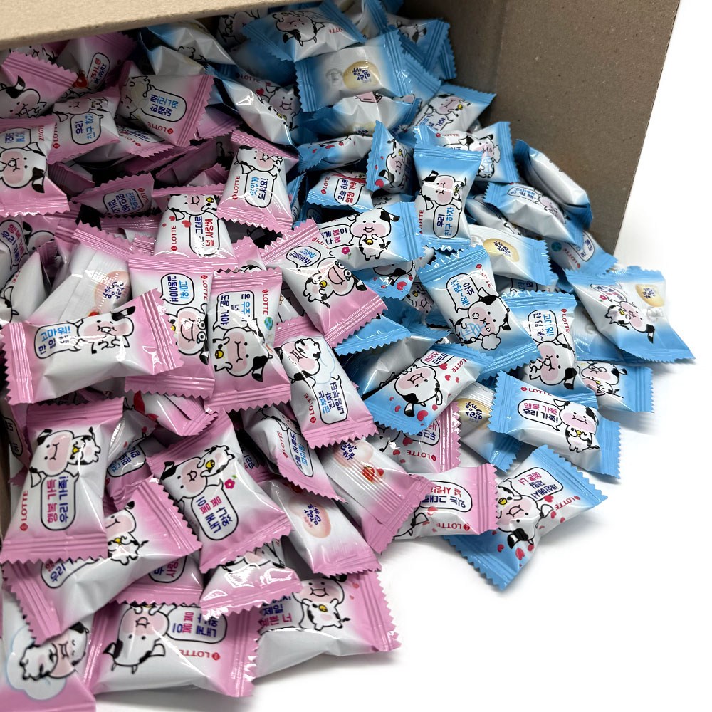 롯데제과 폭신폭신 말랑카우 밀크+딸기우유 믹스 100개 대용량 츄잉캔디 13,960원