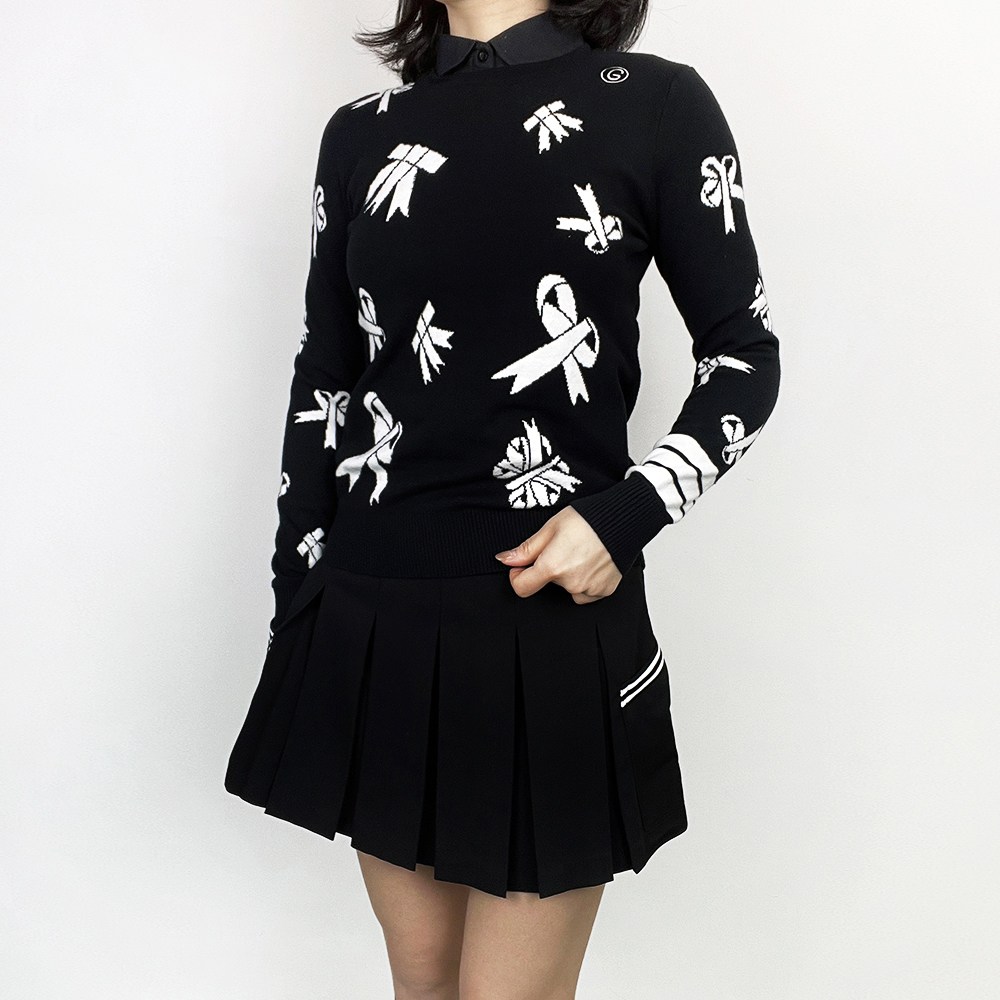 투솜 여성골프니트 리본 도톰 골프니트 봄 가을 겨울 여성 골프웨어 캐시미어 울 라운드 신축성 빅사이즈 64,900원