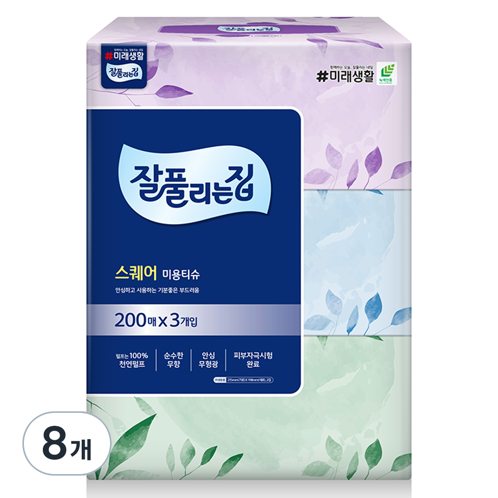 잘풀리는집 스퀘어 천연펄프 미용티슈 2겹, 24개, 200매 27,630원